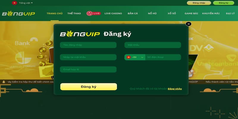 Hướng dẫn các bước đăng ký Bongvip - Thương hiệu uy tín 2025